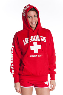Lifeguard Pullover Hooded Sweatshirt Red Iconic East Coast Hoodie