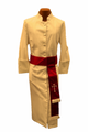 Men's Creme/Red Clergy Robe Cassock w/ Matching Cincture Set