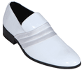 Round-Toe Satin Tuxedo Shoes - White
