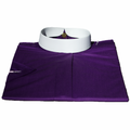 Men's Short-Sleeve Banded/Full Collar Clergy Shirt - Purple