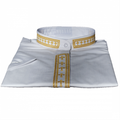 Women's White/Gold Clergy Shirt with Embroidered Crosses - Ladies Clergy Shirts