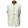 Classic Clergy Vest in Ivory Creme/Off-White with Emerald Green Trimming & Buttons