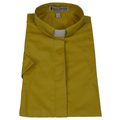 Ladies Church Yellow Gold Short-Sleeve Tab Collar Clergy Shirts - Women's Clergy Shirts