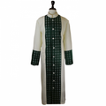 Men's Premium Creme/Emerald Green Clergy Robe with Brocade - Men's Clergy Robes