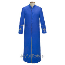 Men's Royal Blue and Gold Clergy Robes with Embroidered Crosses