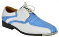 Men's Metal-Tip Exotic Print Dress Shoes - White/Blue