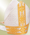 White Damascene Brocade with Gold Fleur Banding