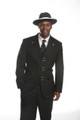 Men's 3 Pc. High Fashion Suit Black with White Trimming