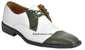 Exotic Crocodile Print Two Tone Dress Shoe - White/Olive