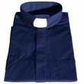 Men's Short-Sleeve Tab Collar Clergy Shirt - Navy Blue - Clergy Shirts for Men