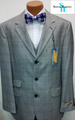 Steve Harvey 3-Button Vested Plaid Suit - Light Gray