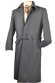 Belted Full Length Italian Style Wool/Cashmere Topcoat - Grey