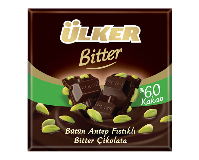 ULKER GOLDEN BITTER CHOCOLATE BAR w/Pistachio (80G) Bakkal