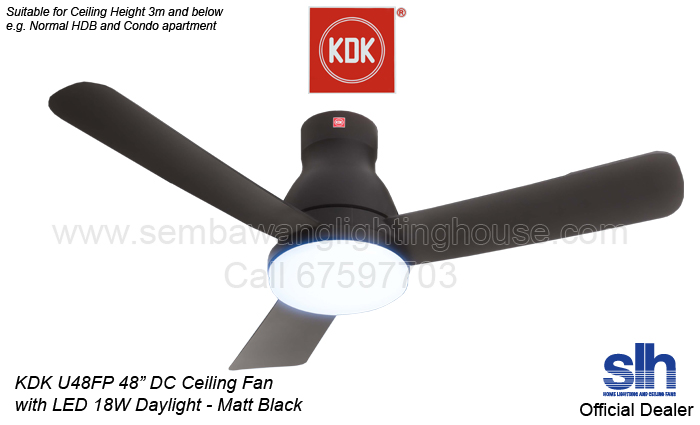 KDK U48FP 48" DC LED Ceiling Fan - Matt Black - Sembawang Lighting ...