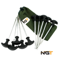 NGT Pack of 10 Bivvy Pegs in Case