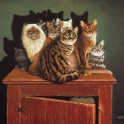Cabinet Meeting by Braldt Bralds Domestic cat art by Braldt Bralds