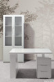 white computer desk book case