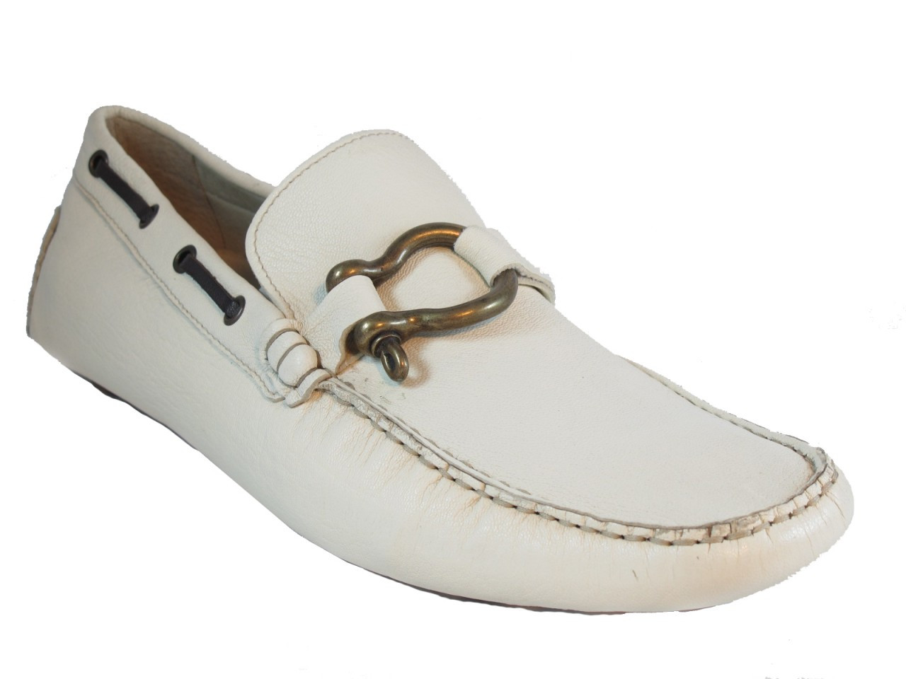 Men�s Driving moc White Rubber Sole Shoes By Bacco Bucci