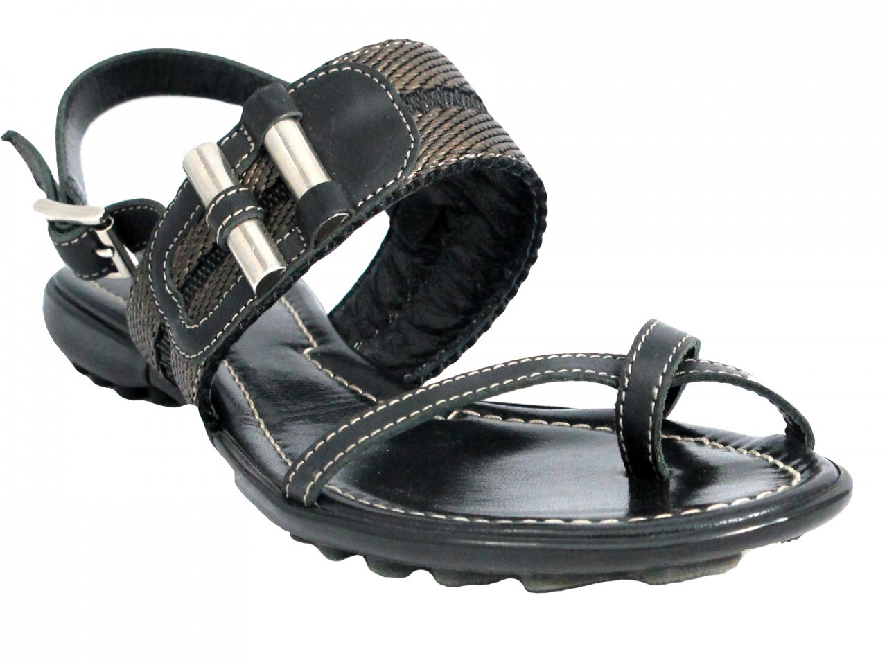 Women's Davinci Italian Leather Push in Toe Flat Sandals By Lamica1025