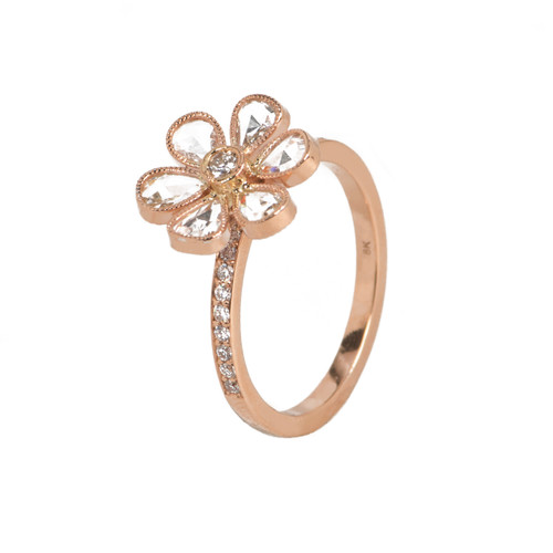 Rose Gold Flower Diamond Ring Rose Gold Flower Diamond Ring