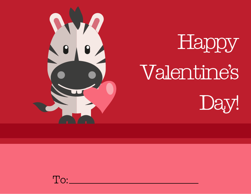 Cute Zebra Kid's Valentine's Card