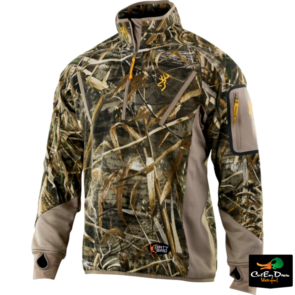 BROWNING DIRTY BIRD SMOOTHBORE FLEECE 1/4 ZIP PULLOVER COAT MAX5 CAMO