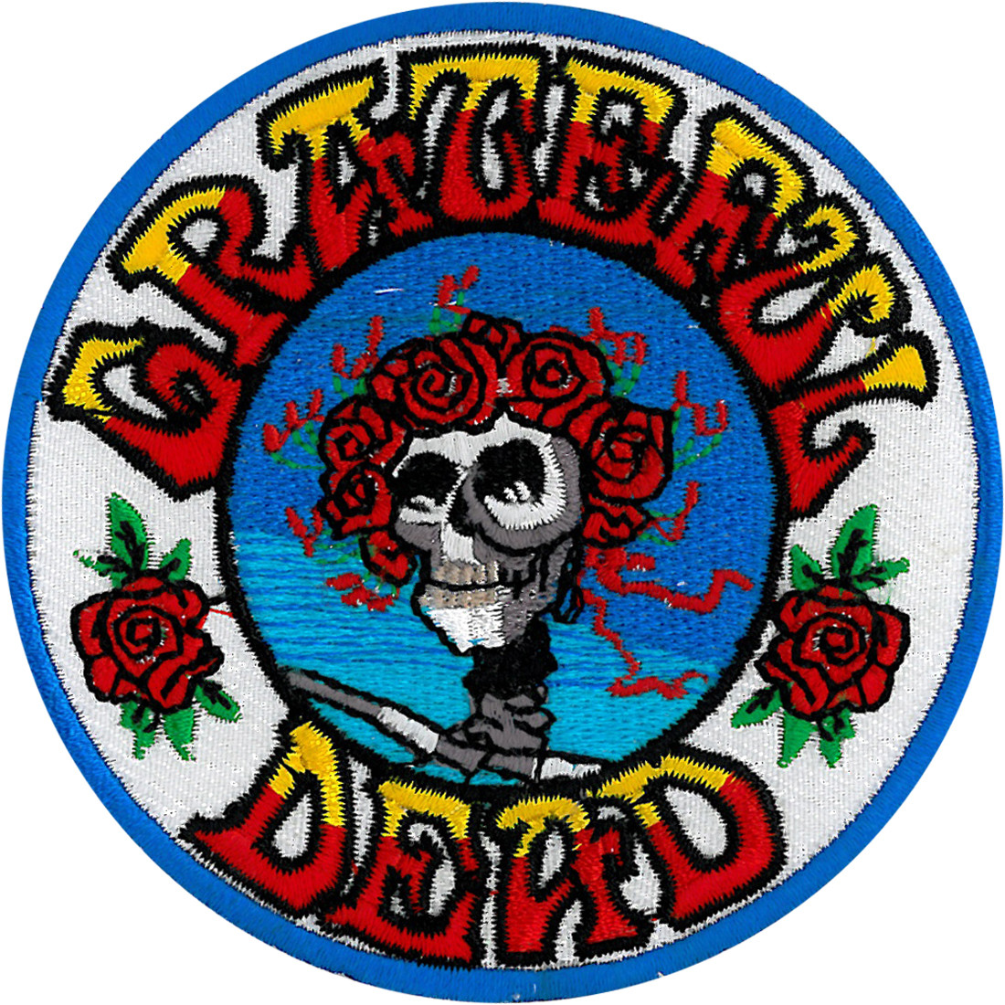 Grateful Dead GD Skull And Roses Patch Liquid Blue