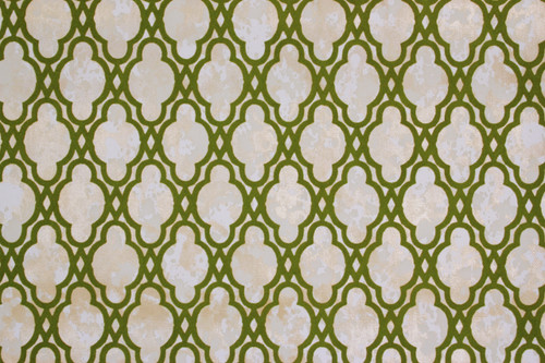 1970s Vintage Wallpaper Flocked Green Design