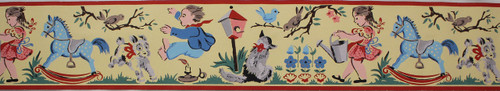 Imperial Vintage Wallpaper Border Jack Be Nimble Nursery Rhyme Yellow