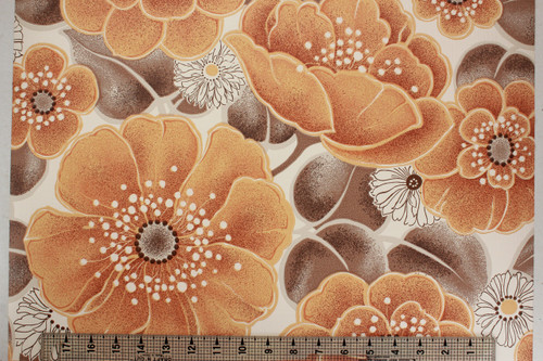 1970s Vintage Wallpaper Large Orange Flowers Vinyl
