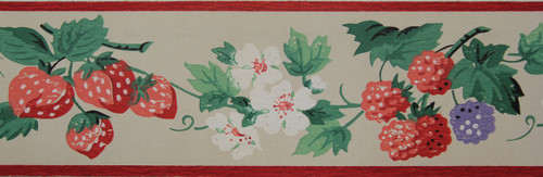 Dex Vintage Wallpaper Border Berry Blossom
