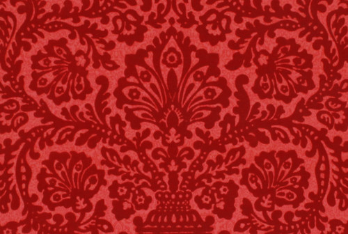 1970s Vintage Wallpaper Red Flocked Damask