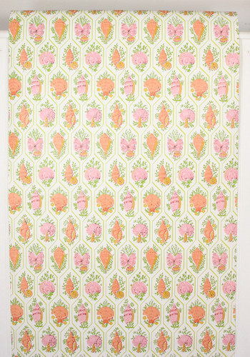 1970s Vintage Wallpaper Pink Orange Sea Shells