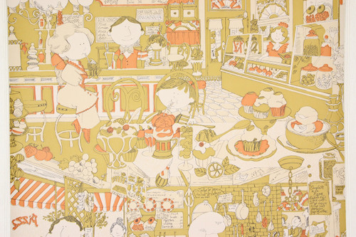 1970s Retro Vintage Wallpaper Soda Shop Pizza Parlor