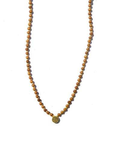 Necklace - Wood Bead on Brass