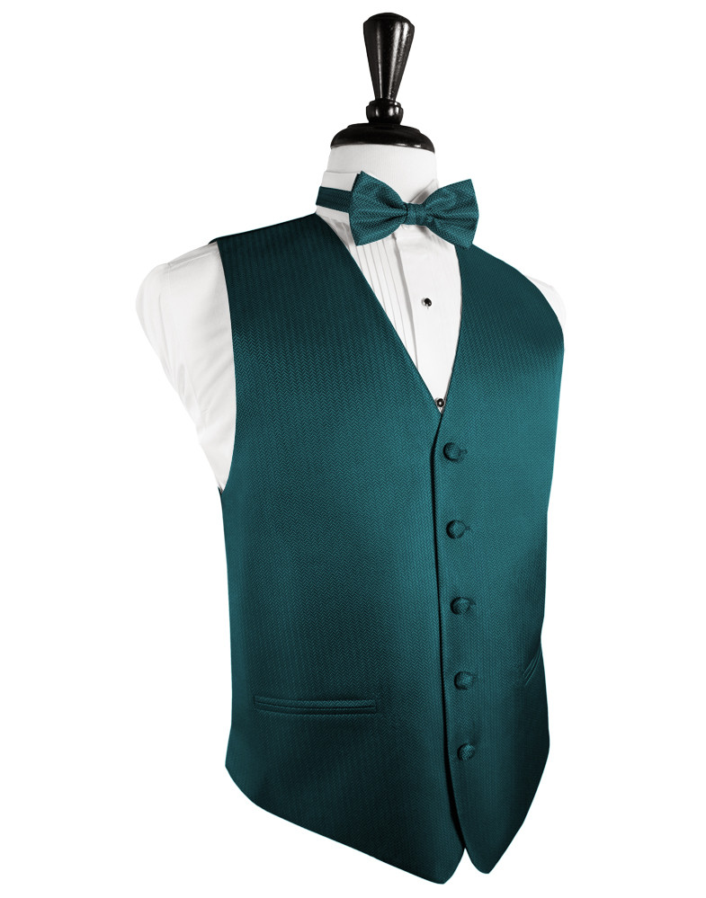 teal tie and vest