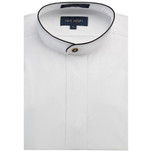 Mandarin Fly Front Tuxedo Shirt  Black Piping