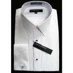 Cotton Non Pleated Laydown Collar Tuxedo Shirt  by Perry Ellis