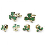Three Leaf Clover Studs and Cufflink Set