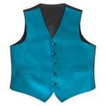 Satin Full Back Tuxedo Vest in Caribbean Blue