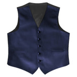 Satin Full Back Tuxedo Vest in Navy Blue