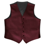 Satin Full Back Tuxedo Vest in Burgundy
