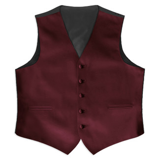 Satin Full Back Tuxedo Vest in Burgundy