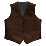 Satin Full Back Tuxedo Vest in Chocolate Brown