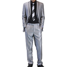 Figlio Lontano Slim Fit Suit - Silver with Gray Trim