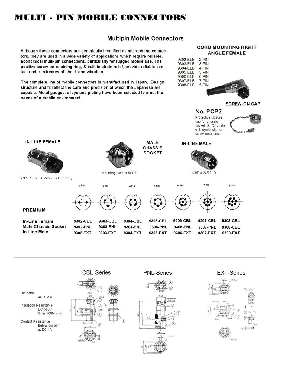 4-Pin - Ham & CB Radio Microphone Connector - Right Angle Elbow