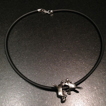 Thoracic Vertebrae in Pewter on a Rubber Cord with Silver Clasp