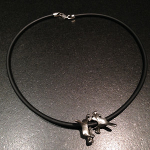 Thoracic Vertebrae in Pewter on a Rubber Cord with Silver Clasp