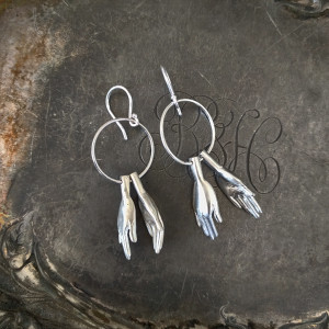 Clapping Hands Silver Earrings