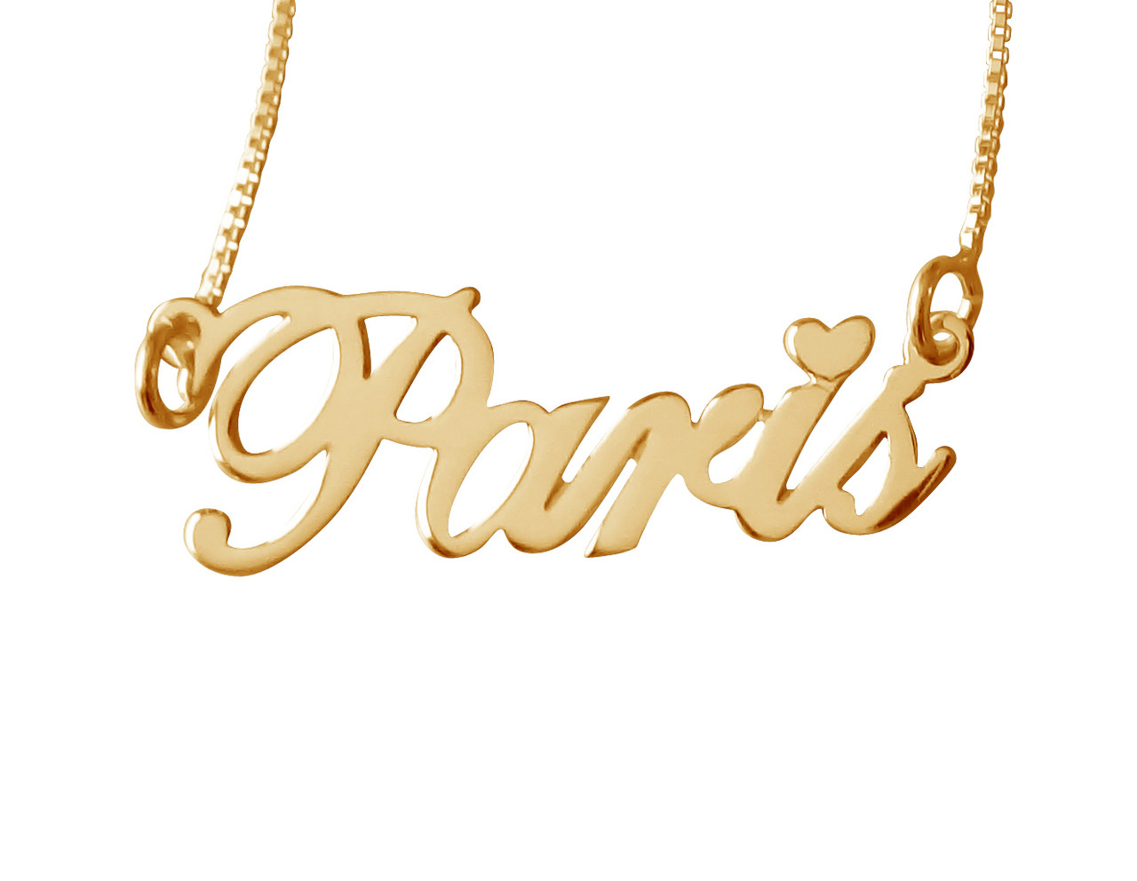 Paris Heart on Dot Gold Plated Name Necklace BestNameNecklace